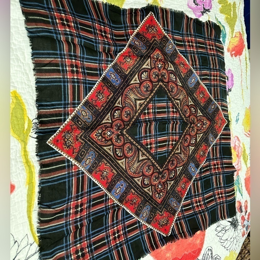 Black equestrian theme scarf, 28x28
